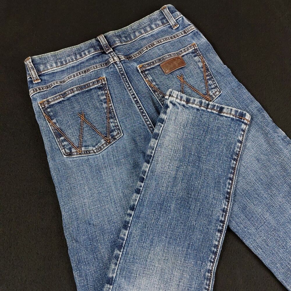 Wrangler Retro Slim Straight Jeans Boys 14 Regular (Fit 27x28.5) Blue Stretch